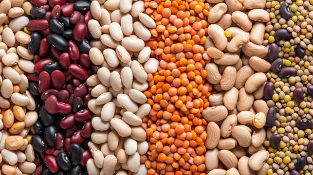 Specialty legumes, diverse crops, field abundance, Photo style