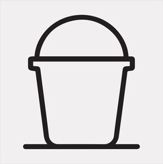 Bucket outline linear style silhouette vector illustration on a white background