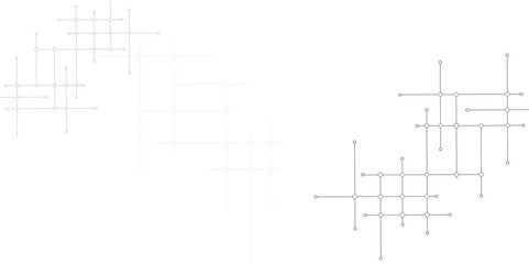 Digital technology White background. Circuit connects lines and dots. Decentralized network nodes.