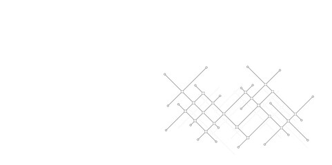 Digital technology White background. Network technology and Connection concept. Circuit connects lines and dots.