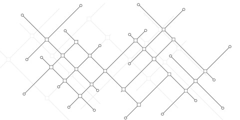 Digital technology White background. Network technology and Connection concept. Circuit connects lines and dots.