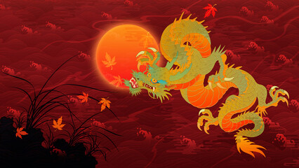 Oriental paintings, dragons, illustrations, Chinese, Korean and Japanese traditional patterns and Buddhist patterns 东方绘画、龙、插图、中国 동양화, 용, 일러스트, 중국, 한국, 일본 전통 문양과 불교 패턴. 