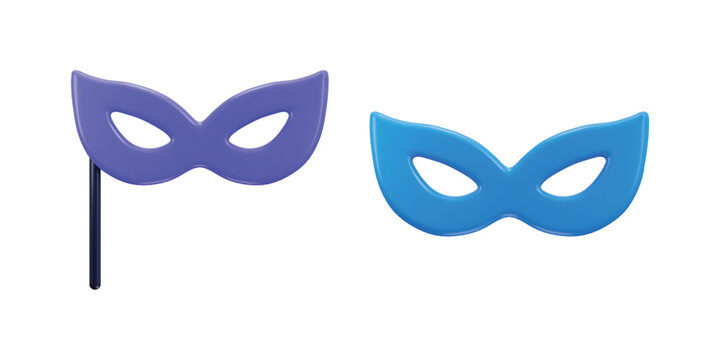 Carnival mask icon set 3d rendering vector illustration