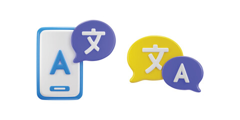 Phone with Language translator symbol of user communication language icon 3d rendering vector illustration set