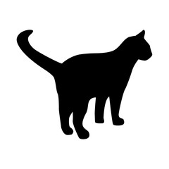 cat silhouette, vector, walking cat, stealthy side view, pet, animal cat.
