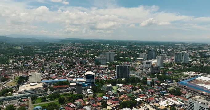 Drone survey of Davao City. Capital City of Mindanao. Philippines.