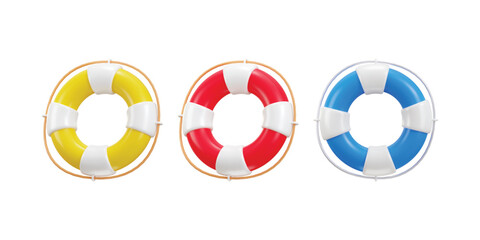 Floating lifebuoy icon 3d rendering vector illustration set