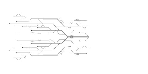 Vectors High-tech connection system on a white background. Technology digital circuit board background. Technology black circuit diagram.