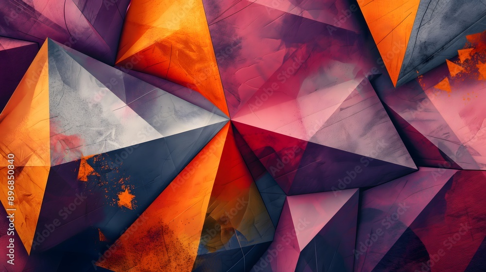 Poster 13. geometric abstraction with colorful triangular facets and sharp contrasts