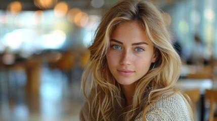 Obraz premium Online Shopping Beauty: Stunning Young Woman Browsing the Web for Trendy Finds