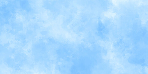 Abstract background with panorama of blue sky and white cloud nature design. horizon spring morning sky with clouds background. hand painted watercolor shades sky clouds.
