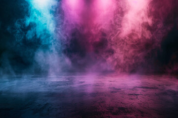 Abstract dark background of an empty room with a concrete floor illuminated