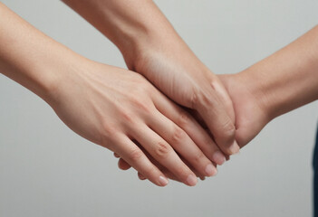  A close-up of a couple holding hands with love. 