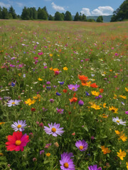 Wildflower meadow background with a colorful palette