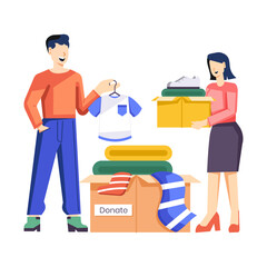 A clothes donation illustration in flat style 

