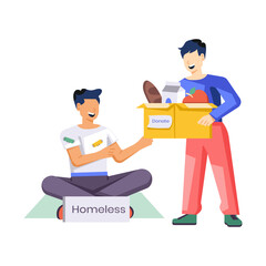 A flat style illustration of food donation

