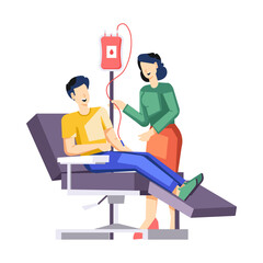 A flat style illustration of blood donation

