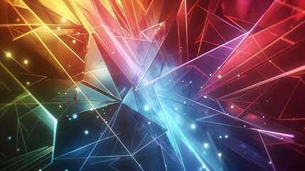 Fototapeta premium 100. High-tech geometric background with sharp angles and a mix of glowing colors