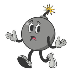 Vintage Bomb Cartoon Character 90's Premium Vector