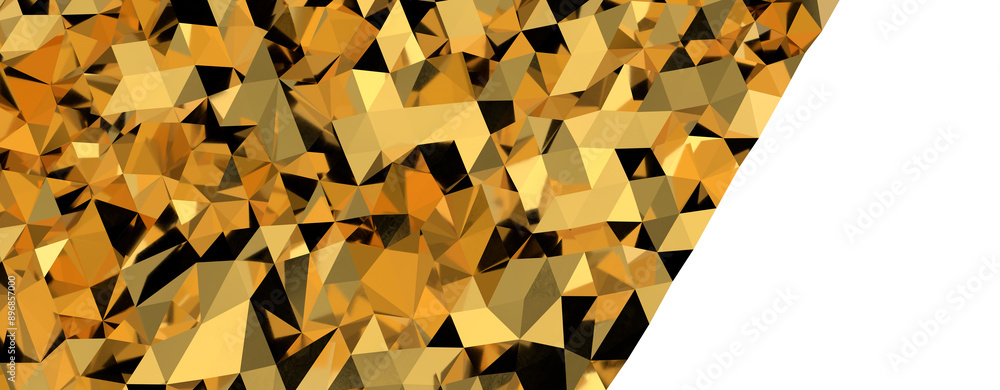 Poster abstract 3d render illustration,surface gold crystal geometric triangle and polygonal shapes templat