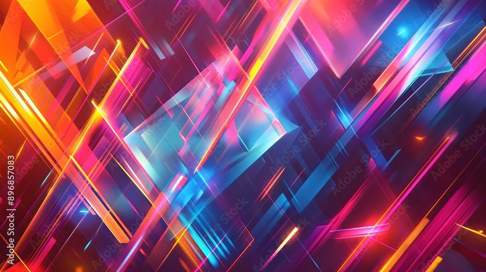Poster 100. high-tech geometric background with sharp angles and a mix of glowing colors