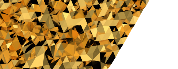 Abstract 3D render illustration,Surface gold crystal geometric triangle and Polygonal shapes template