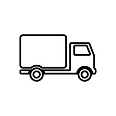 Delivery truck, car icon isolated on round background. Vector simple illustration.