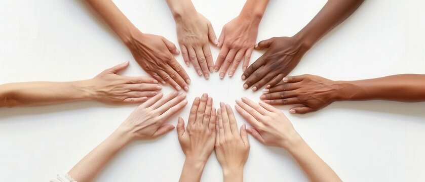Hands forming a circle symbolizing completeness and harmony on a white background