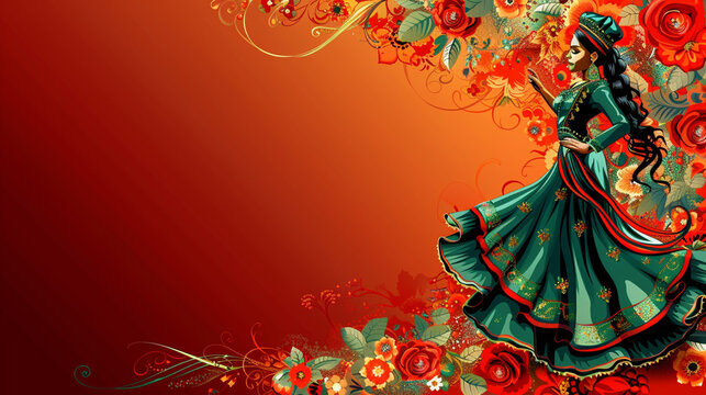 Mexico national dance, illustration