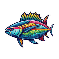 Animal tuna fish cartoon vector art. Sea marine decor creative artwork.