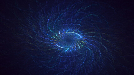 3D manual rendering abstract blue fractal light background. Its not AI Generatd illustration.