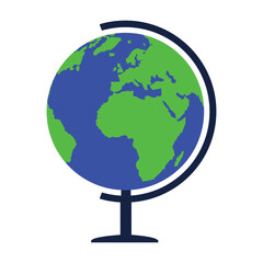 School Classroom Desk World Globe Vector Illustration