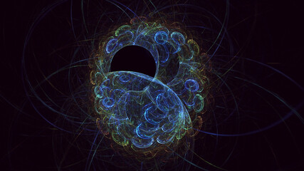 3D manual rendering abstract blue fractal light background. Its not AI Generatd illustration.