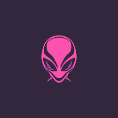 pink alien science logo vector illustration template design