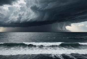 Obraz premium A dramatic storm brewing over a vast ocean. 