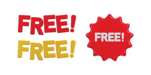 Free tag and free text effects icon 3d text 3d render