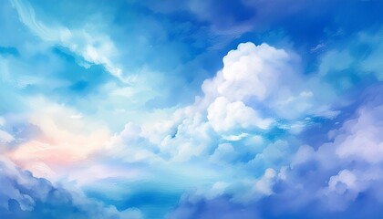 Obraz premium sky blue and white in watercolor effect with beautiful colorful storm clouds