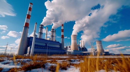 An industrial plant with smoke emissions