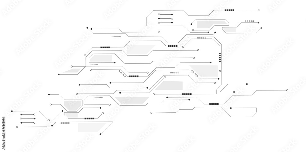 Aufkleber cyberpunk black circuit diagram on white background. technology on white background