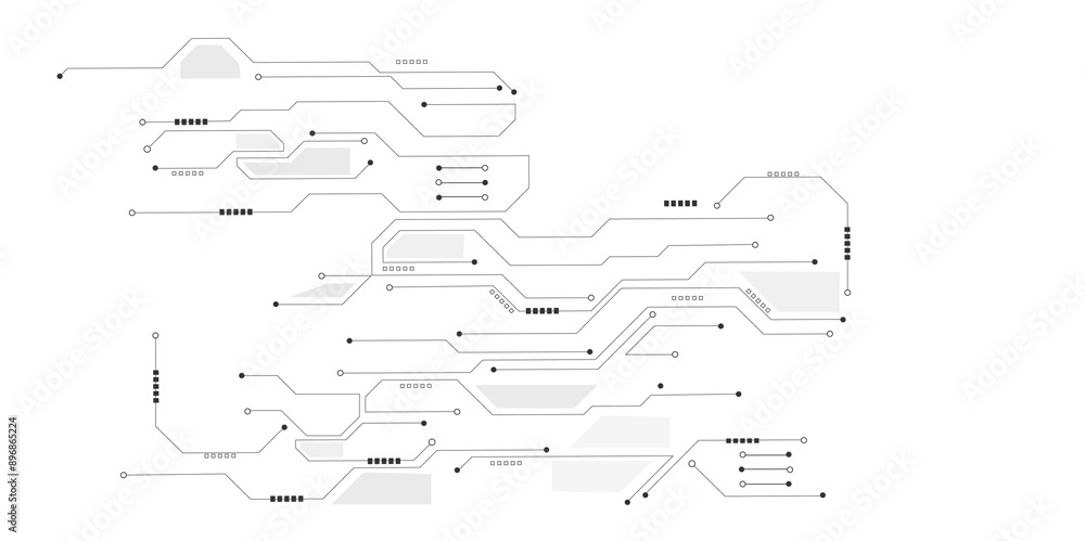 Poster Technology digital circuit board background. High-tech connection system on a white background.