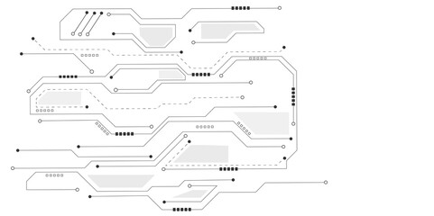 Vector Technology black circuit diagram concept. Abstract technology on white background. High-tech circuit board .