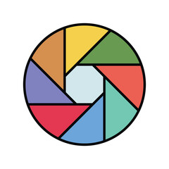 shutter color line icon with white background vector stock illustration