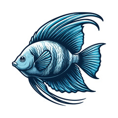 Animal angelfish ocean cartoon vector illustration.