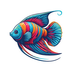 Animal angelfish ocean cartoon vector illustration.