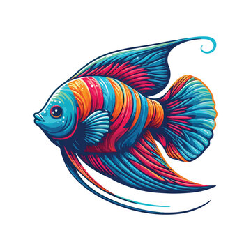 recommend clip art: Animal angelfish ocean cartoon vector illustration.