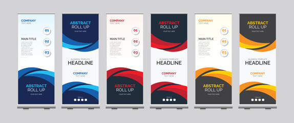 Business corporate Abstract colorful roll up banner design template