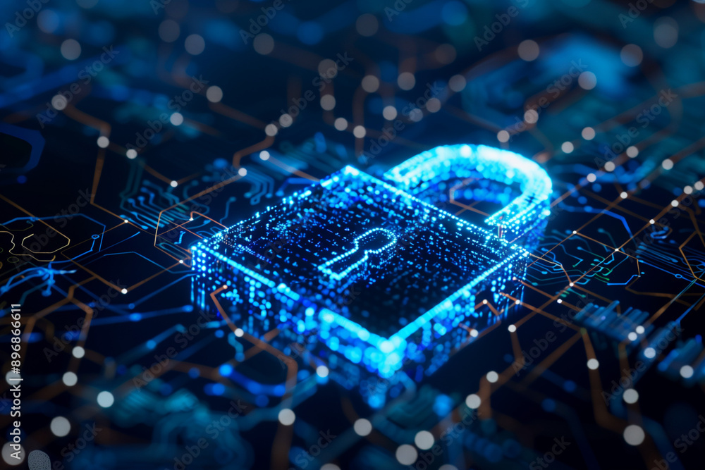 Poster Cyber ​​security and data protection, internet network security, protect business and financial transaction data from cyber attack, user private data security encryption