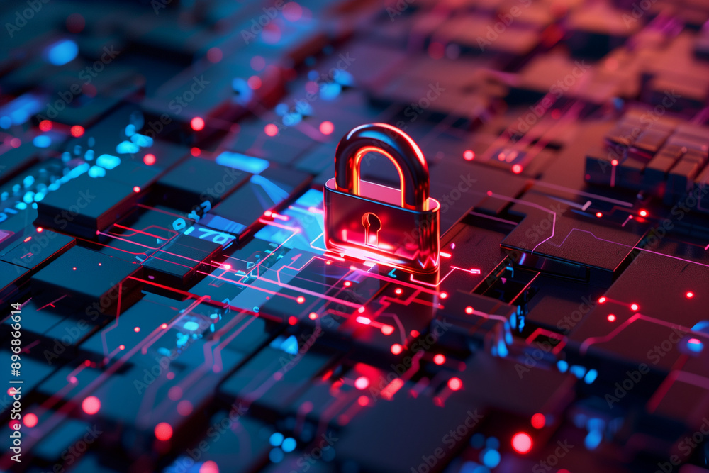 Poster Cyber ​​security and data protection, internet network security, protect business and financial transaction data from cyber attack, user private data security encryption