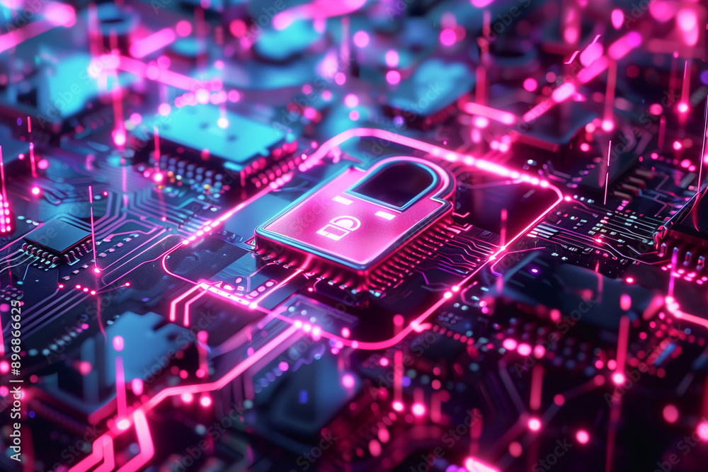 Poster Cyber ​​security and data protection, internet network security, protect business and financial transaction data from cyber attack, user private data security encryption