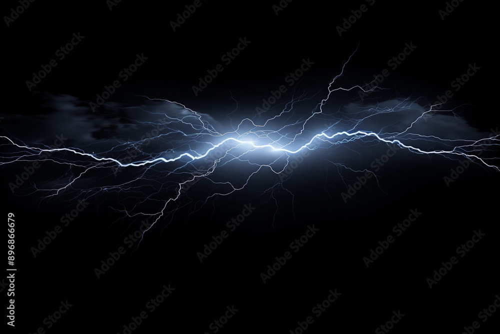 Poster Flash of lightning on dark background.